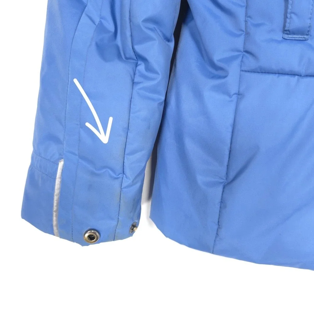 POIVRE BLANC Kids Girls 8 Ski‎ Jacket Blue Fur Hood Insulated Zip Winter Coat